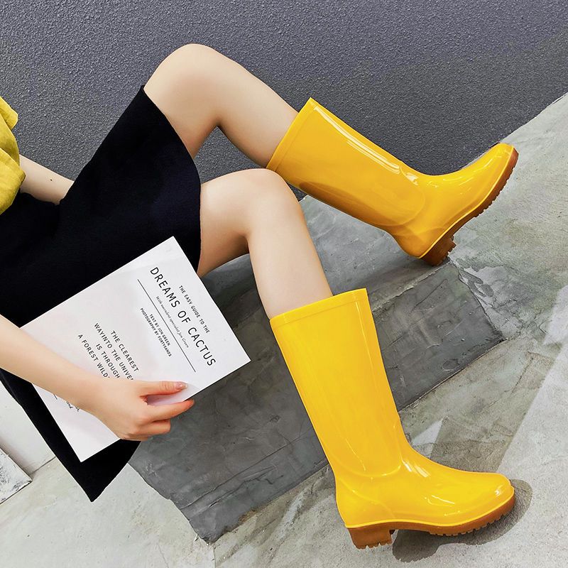 雨鞋女成人工作中高筒长筒时尚款雨靴防滑防水胶靴高帮厚底水靴女