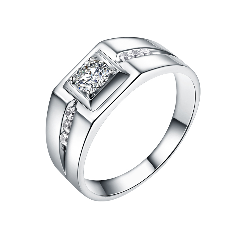 s925银韩版时尚男戒 镶合成锆石男士戒指 男款银饰 时尚饰品 3012006