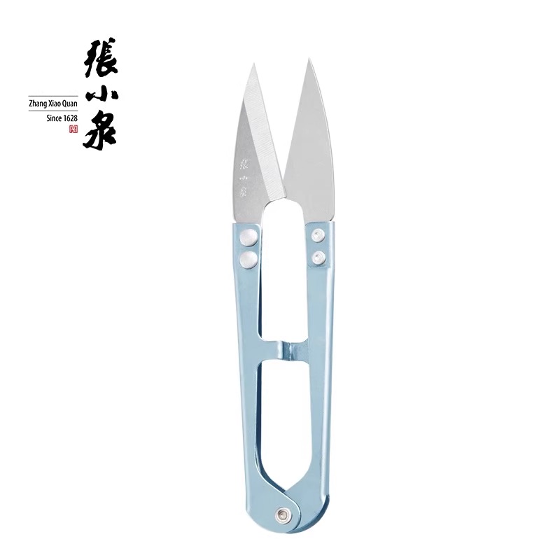张小泉纱剪高碳钢弹簧剪家用小号绣花裁缝剪U型手工线头剪刀8138高清大图