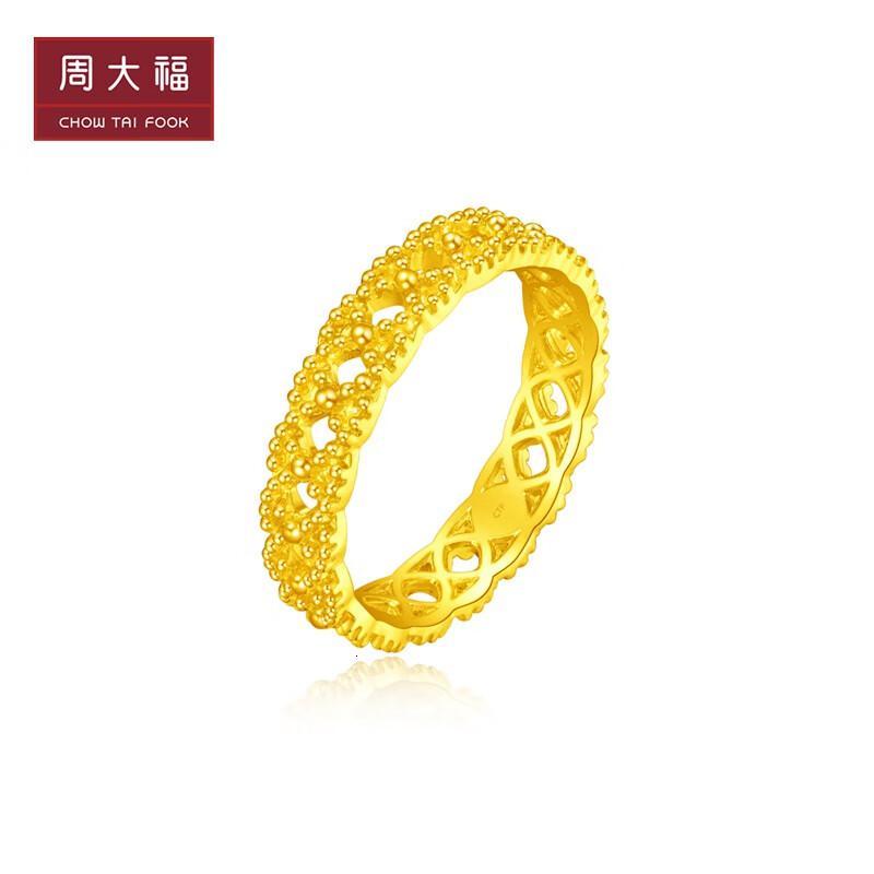 周大福ing系列镂空足金黄金戒指女工费420计价f230899