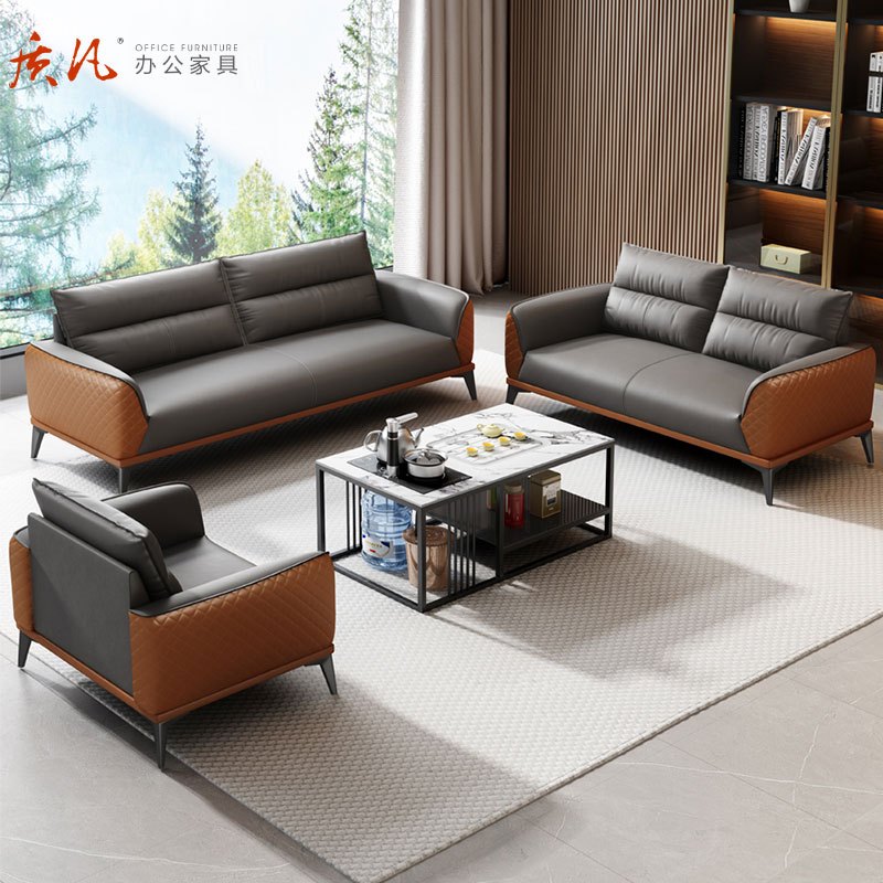 苏宁 质凡 办公家具接待会客简约办公沙发 1+3人位沙发[水洗乳胶坐垫]高清大图