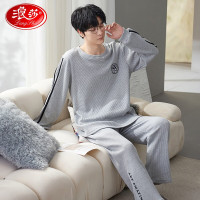 浪莎(LangSha)男士睡衣男纯棉春秋冬季圆领套头家居服套装宽松大码可外穿两件套 主图款 L