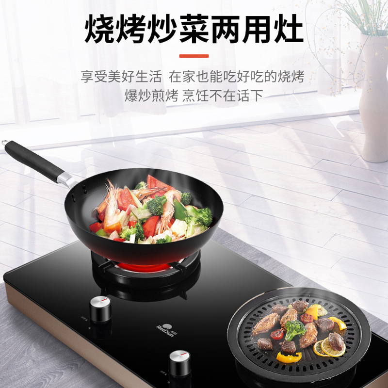 红日(RedSun)ES009B燃气灶 家用红外线灶煤气灶双灶 固定定时防烧干 智能语音提示 一级能效 (天然气)