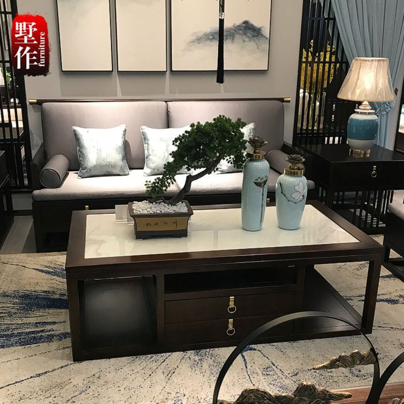 新中式艺术实木沙发简约沙发客厅禅意会所酒店会所家具直销 其他_角几55*55*60