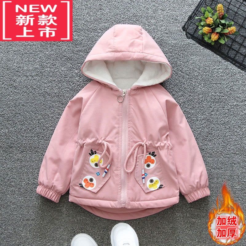 可莉允女童秋冬装2022新款韩版宝宝童装洋气加绒外套中大童儿童加厚风衣棉服图片