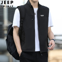 JEEP SPIRIT春季男士速干背心帅气马甲外穿休闲立领马夹
