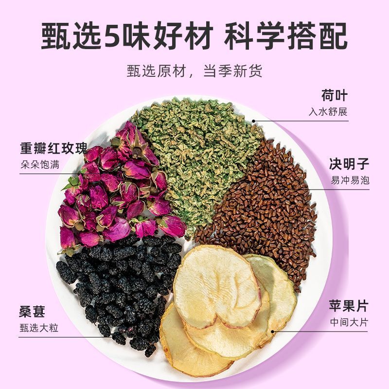 [抖音同款]苹果玫瑰荷叶茶花茶水果茶养生茶组合60包独立包装高清大图