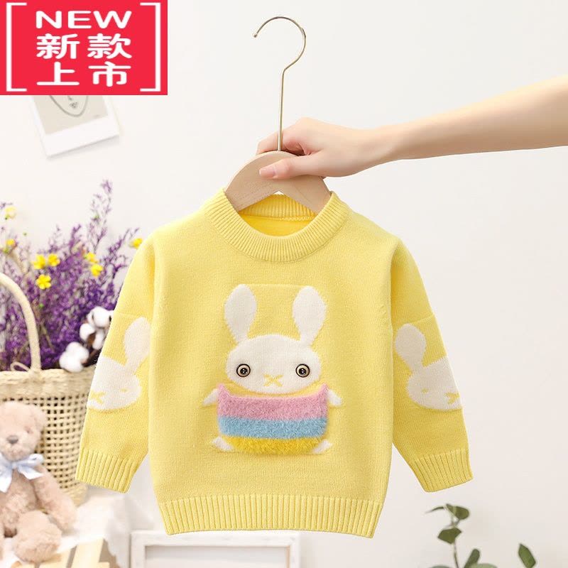 可莉允女童针织衫毛衣加绒加厚儿童针织衫洋气中小童秋冬宝宝圆领打底衫图片