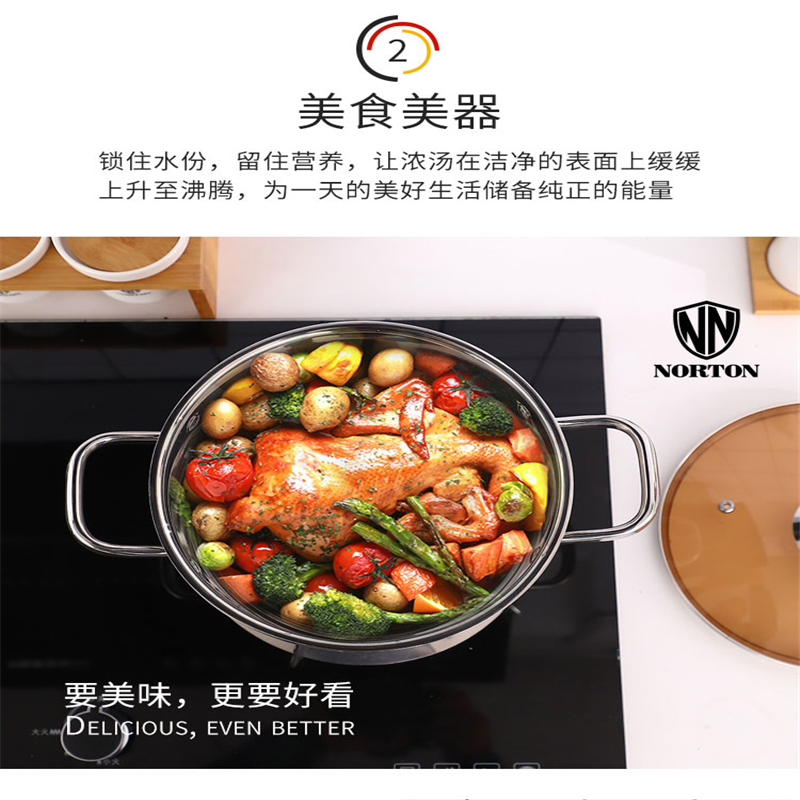 诺顿(NORTON) 战釜复合刚汤锅3TZF020 304不锈钢汤锅20cm 单个价高清大图