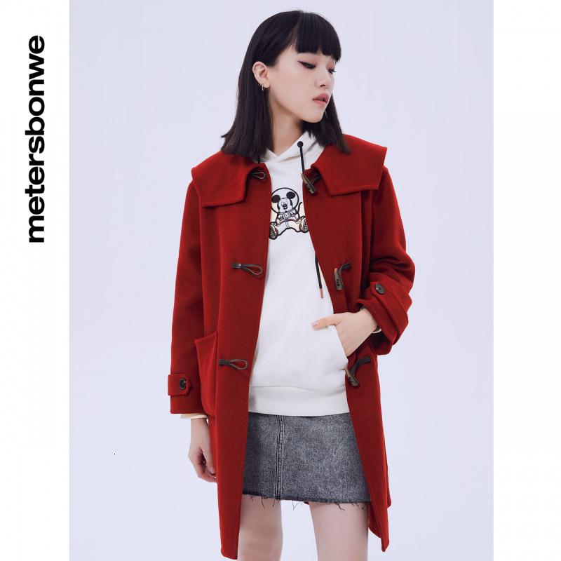 [1件5折价:365]美特斯邦威女大领羊角扣短大衣高清大图