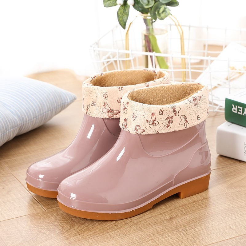 256红色36码雨鞋女短筒时尚防滑雨靴成人水鞋外穿水靴厨房防水鞋保暖