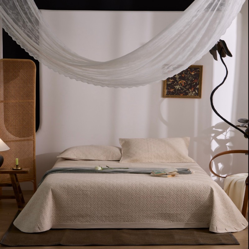 汉司家纺 HANSI-83 天丝麻床盖三件套 240*270cm (计价单位:套)黄色高清大图