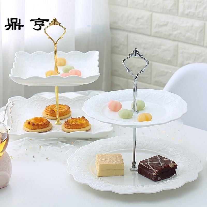 鼎亨?欧式陶瓷多层蛋糕盘水果盘三层两层客厅创意干果下午茶点心