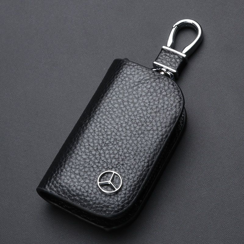 黑色奔驰防丢号码牌真皮钥匙包男钥匙包女通用钥匙包汽车钥匙套大众