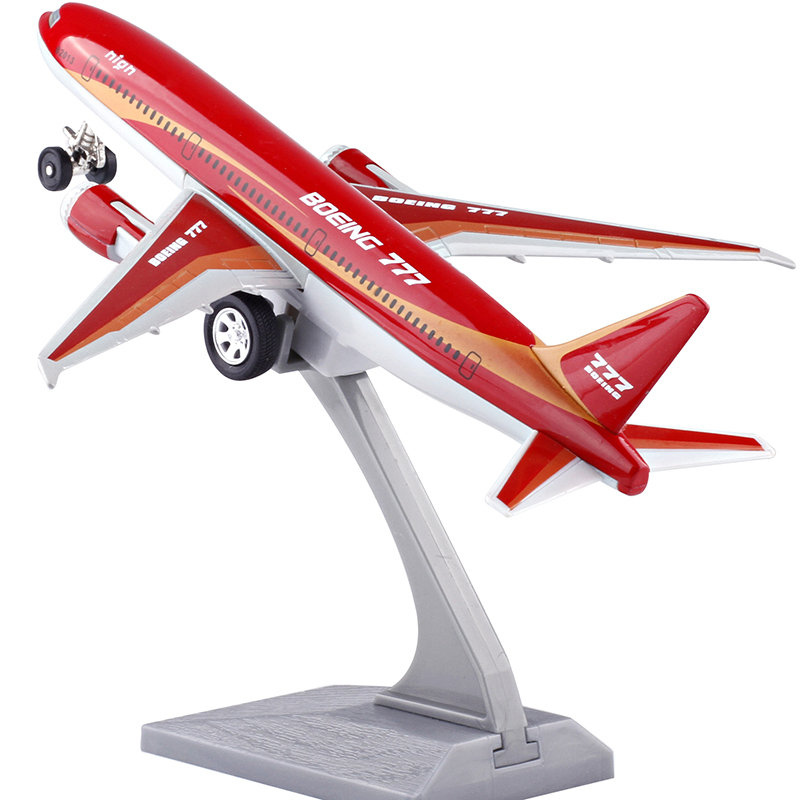 彩珀合金飞机波音777民航机客机声光静态飞机模型玩具航空空客红色