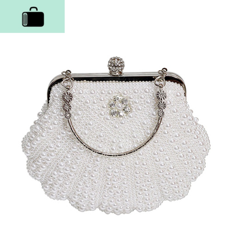 珍珠包包女小包贝壳包手工串珠包斜跨小包包复古网红包礼服旗袍包new