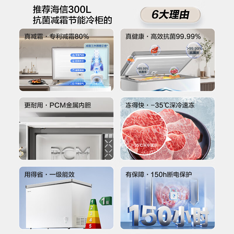 海信BD/BC-300S1HNKQD 300升单温家用冰柜一级能效减霜深冷速冻冷藏冷冻冷柜高清大图