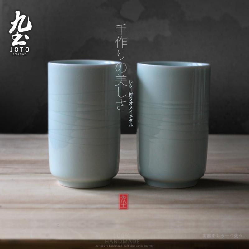 手工水杯青釉茶水杯禪意手杯 景德镇陶瓷水杯个性情侣手握杯