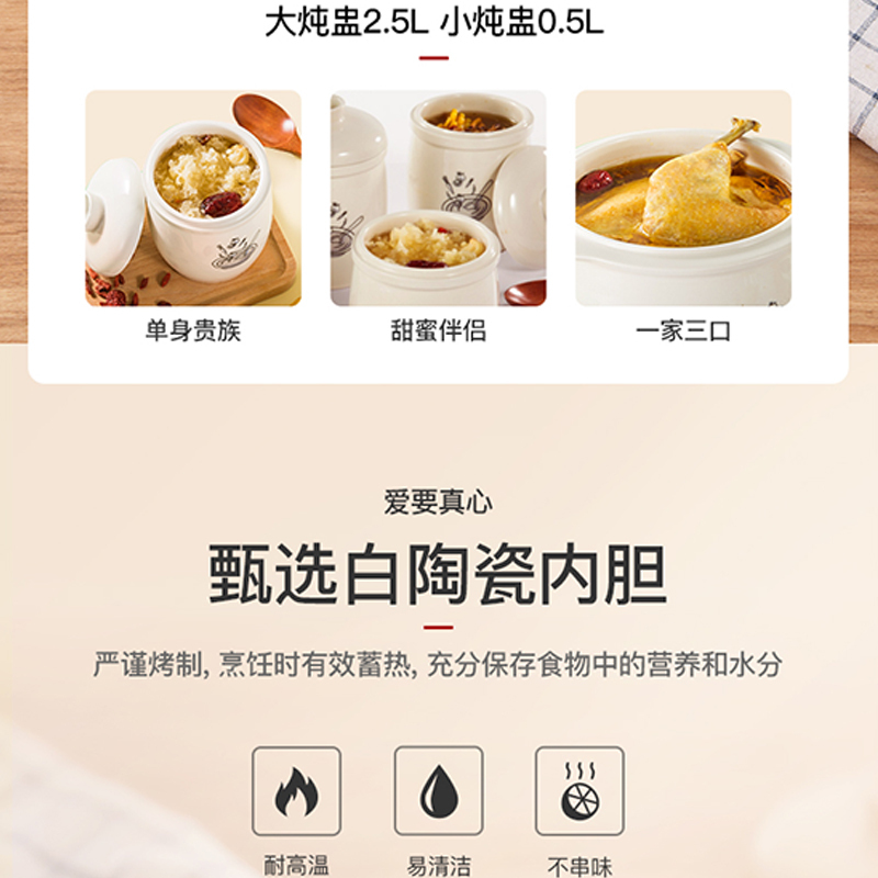 御尚堂(USATA) DDG25(01)电炖锅bb家用全自动隔水炖煲汤锅煮粥器电炖盅