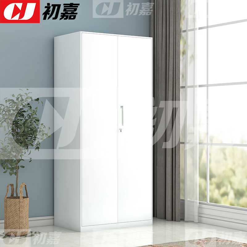 初嘉(CJ)阳台柜单门衣柜钢制储物柜铁皮柜 白色双门衣柜900mm宽