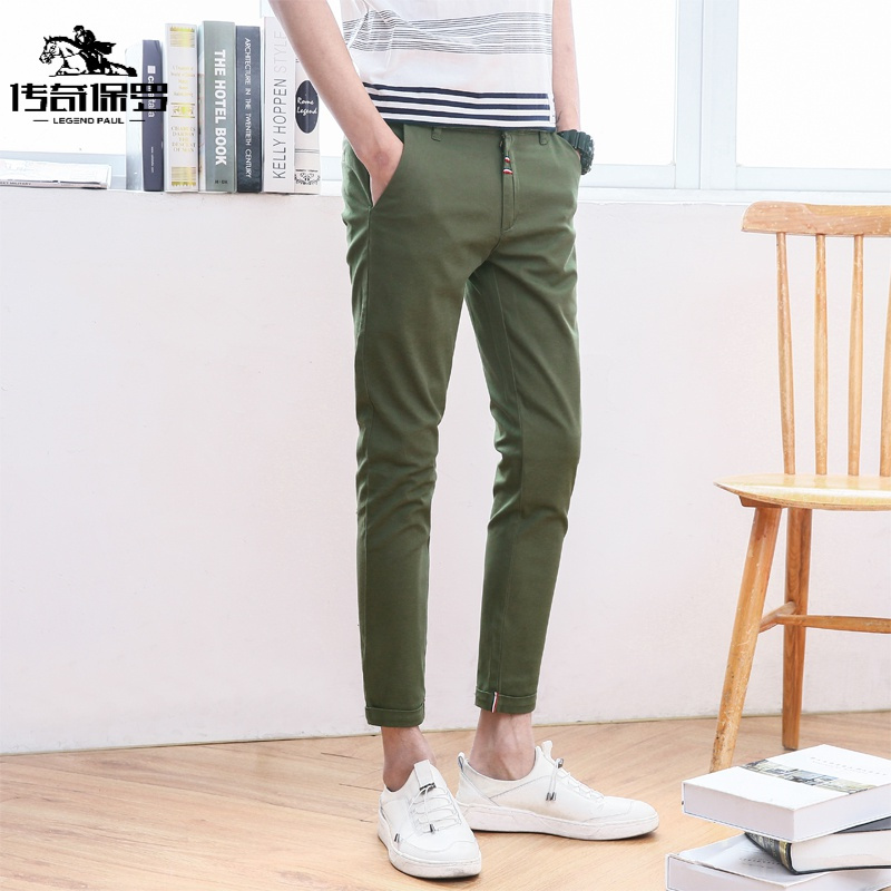 传奇保罗(CHUANQIBAOLUO)春夏男士九分裤棉弹力修身小脚裤9分休闲裤春装韩版裤-