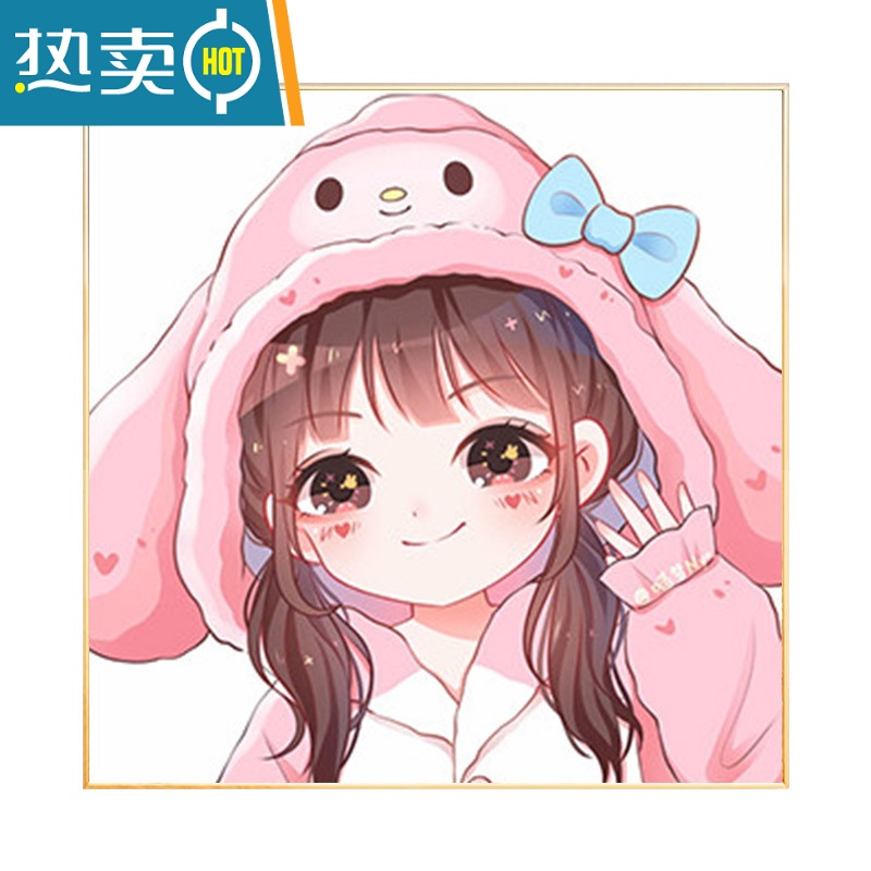 敬平数字油画diy手工填充油彩画简单涂色涂鸦人物动漫儿童填色装饰画装饰画 动漫女孩10 40*40cm高清彩色画布不伤眼彩盒包装绷好加厚实木内框+高
