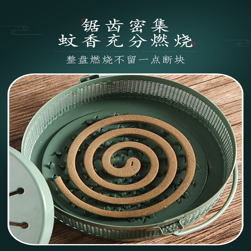 法耐(FANAI)蚊香盘拖蚊香盒创意家用带盖接灰放蚊香架铁艺檀香蚊香炉_优雅粉烟花纹大号带盖防火