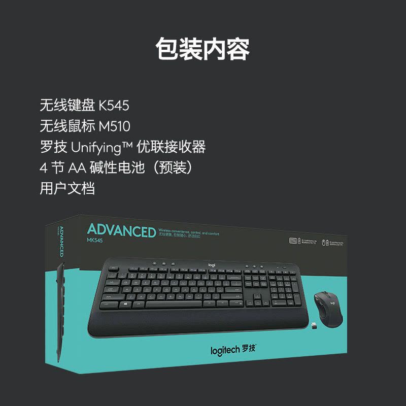 罗技MK545商用无线鼠标键盘套装家用办公游戏脑笔记本电竞吃鸡图片