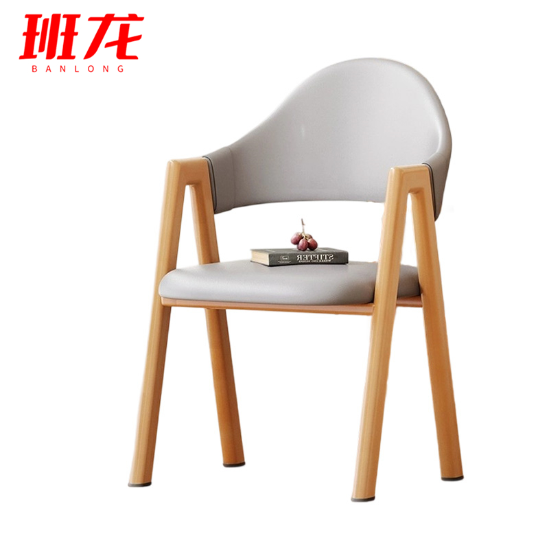 班龙餐椅浅灰色把高清大图