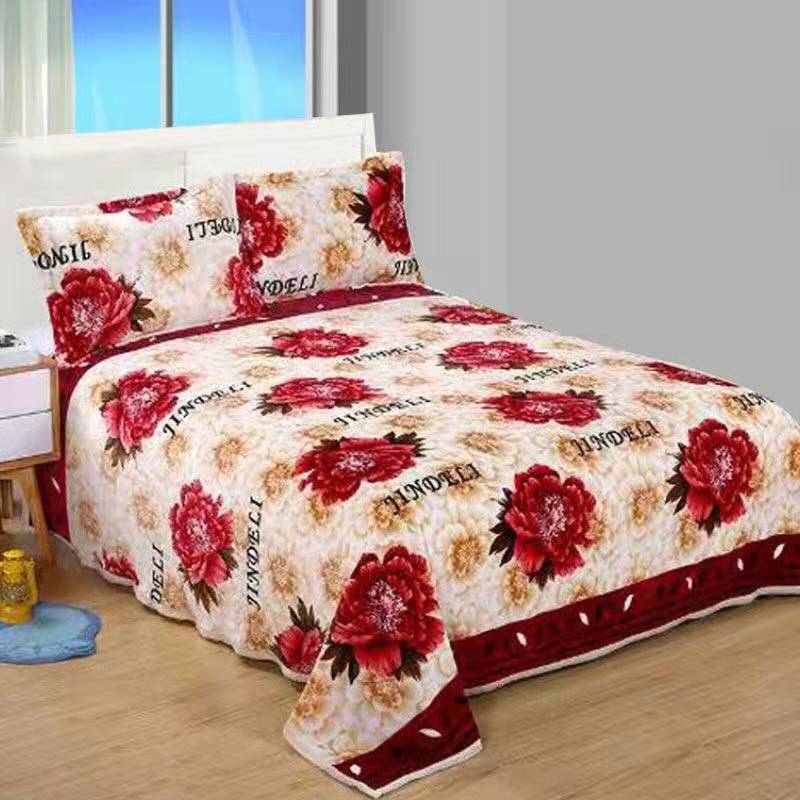 法兰绒床单单件珊瑚绒被单保暖毛绒床单子加绒加厚毯子床盖休闲毯