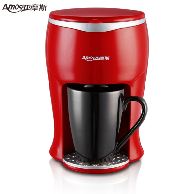 亚摩斯(AMOS )咖啡机YS-CF100B 方便快捷 易组装清洗名品温控器 防干烧 家用商用两用咖啡机 红色