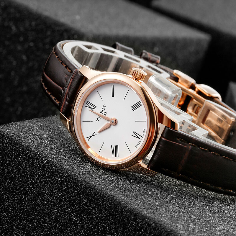 天梭tissot瑞士手表俊雅系列皮带石英表女表