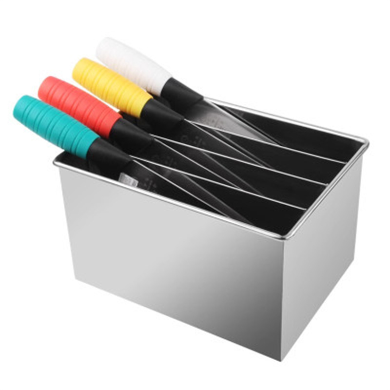 德铂(Debo)四格无磁加厚加高不锈钢刀箱刀具收纳盒加盖加锁防拿