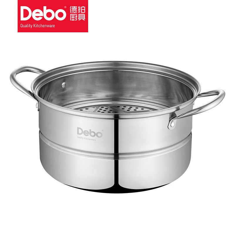 德铂(Debo)马德里蒸锅燃气电磁炉通用家用不锈钢二层蒸锅26cm DEP-722
