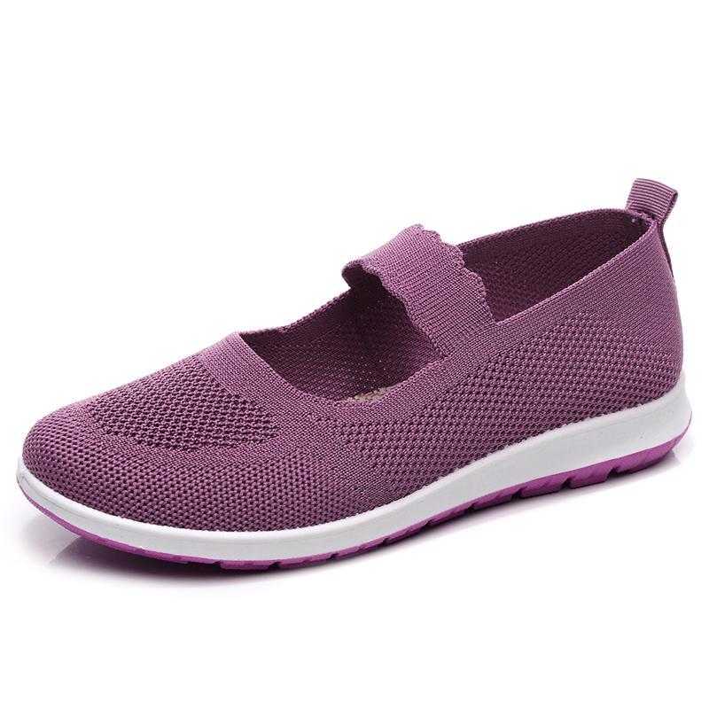 潮老北京布鞋女夏季透气飞织老人鞋网鞋软底防滑中老年一脚蹬妈妈鞋