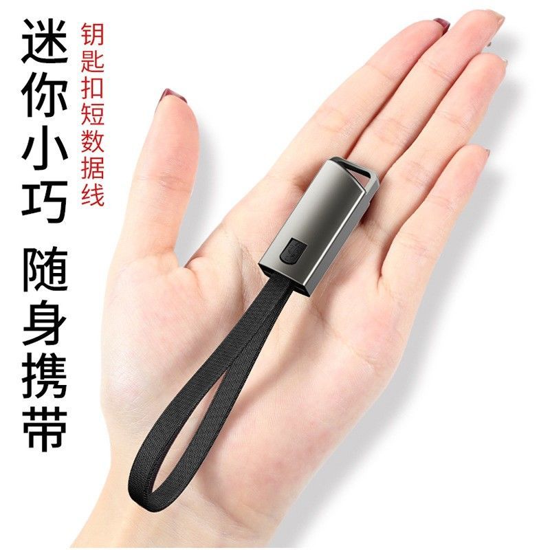 适用苹果数据线钥匙扣迷你安卓短线便携式挂绳华为快充短款充电线 中国红[充电提速99%]1条装 苹果接口