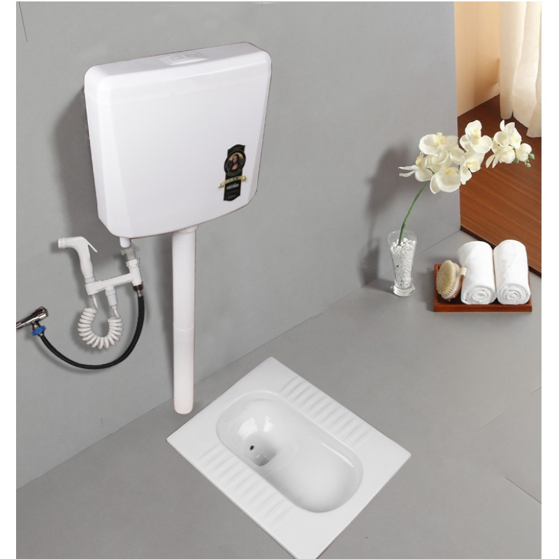 新款蹲便家用前排水蹲坑水箱套装闪电客卫浴后排卫生间蹲厕便池防臭