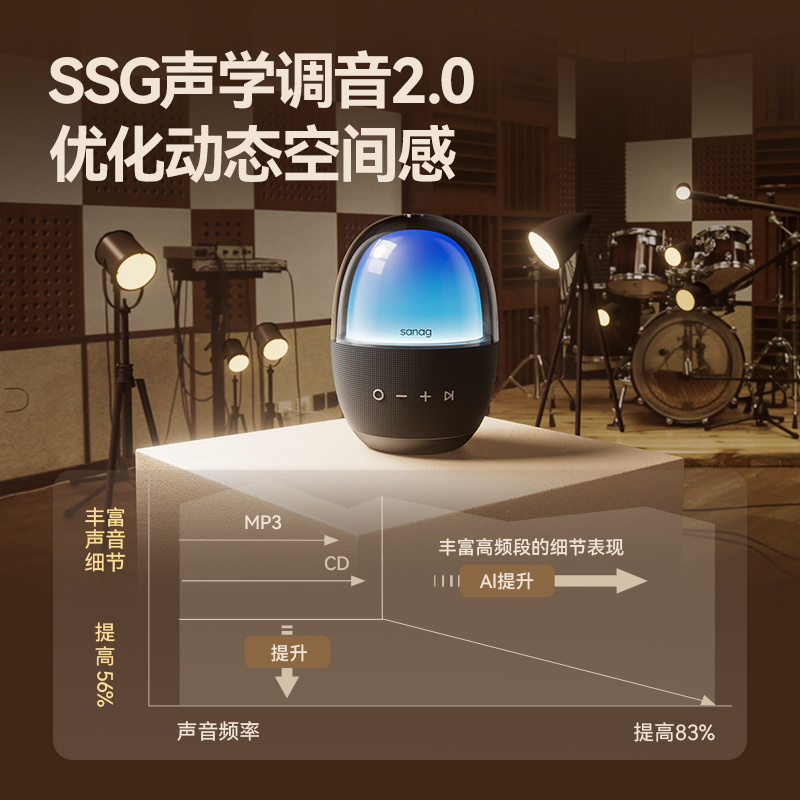 [苏宁自营]sanag塞那V33蓝牙音箱K歌无线音响低音炮家用2024新款高音质柏林之声