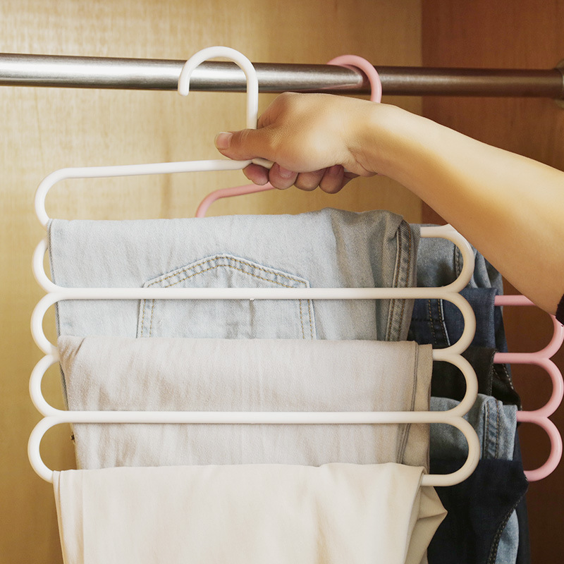 2组装实用五层衣架多功能创新晾衣架挂衣架多层丝巾架防滑落裤架qh