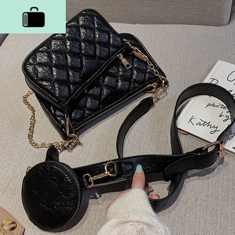 上新三件套小包包女新款时尚链条单肩包洋气斜挎包零钱包NEW LAKE高清大图