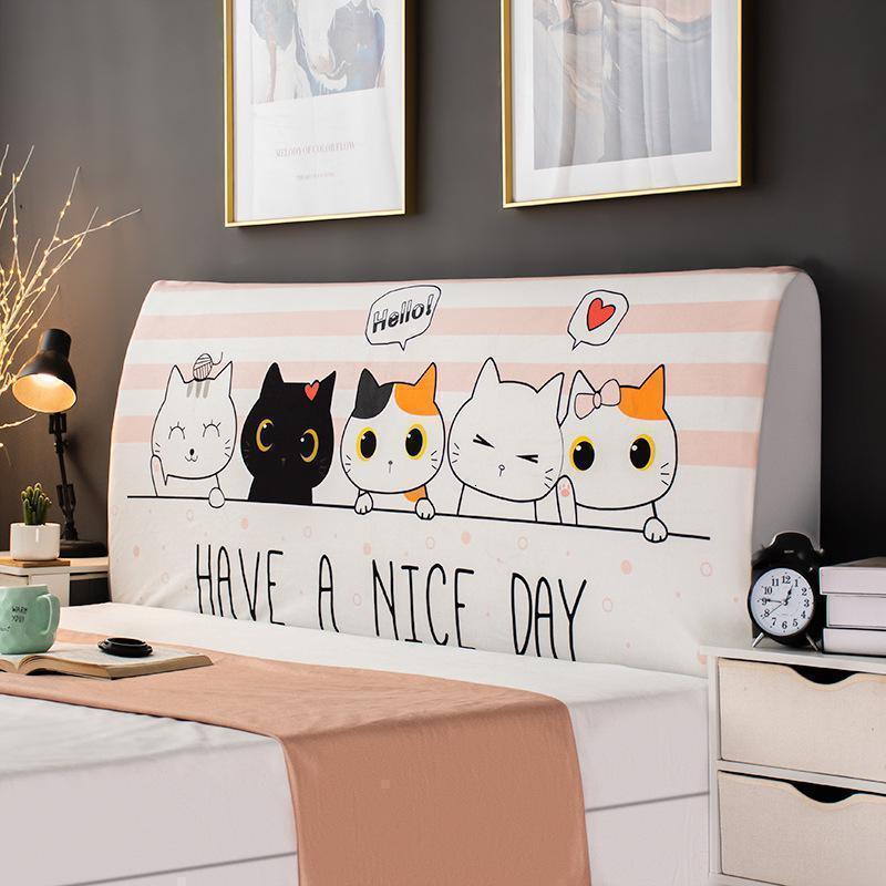 床头套罩 床头罩防尘全包软包床头床靠背罩保护套北欧风格简约 猫 高度50-65*长度180cm通用款