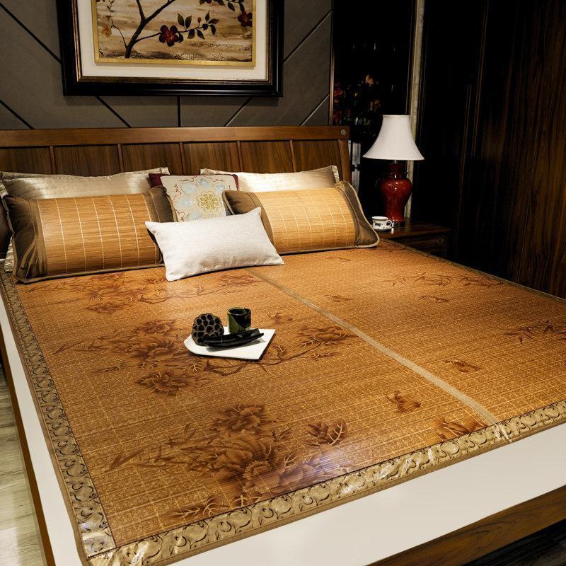 家柏饰(CORATED)凉席1.8m床单人学生宿舍竹席子可折叠水洗1.5双面冰丝夏凉席2米 安芬(蝶舞飞扬)-双面印花席 1.5m（5英尺）床