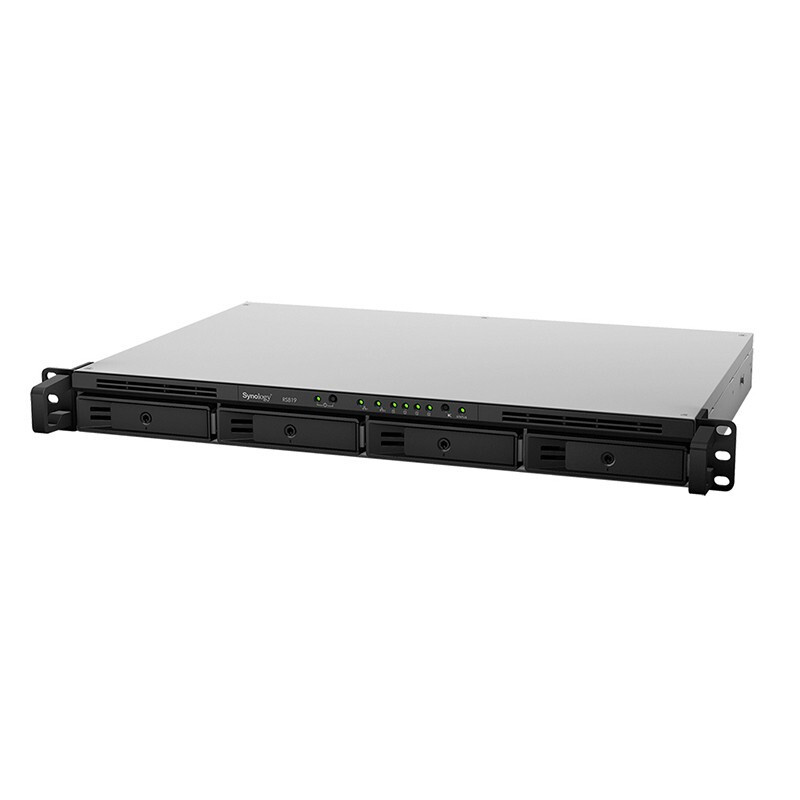群晖(Synology)RS819 4盘位NAS网络存储服务器 (无内置硬盘 )不规则体SATA接端口支持NAS盘红
