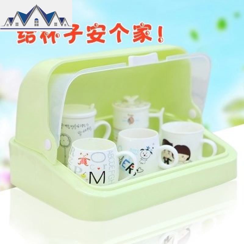 碗筷沥水碗架厨房带盖收纳盒淋水小号水杯子放控水家用防尘置物装 三维工匠收纳层架高清大图