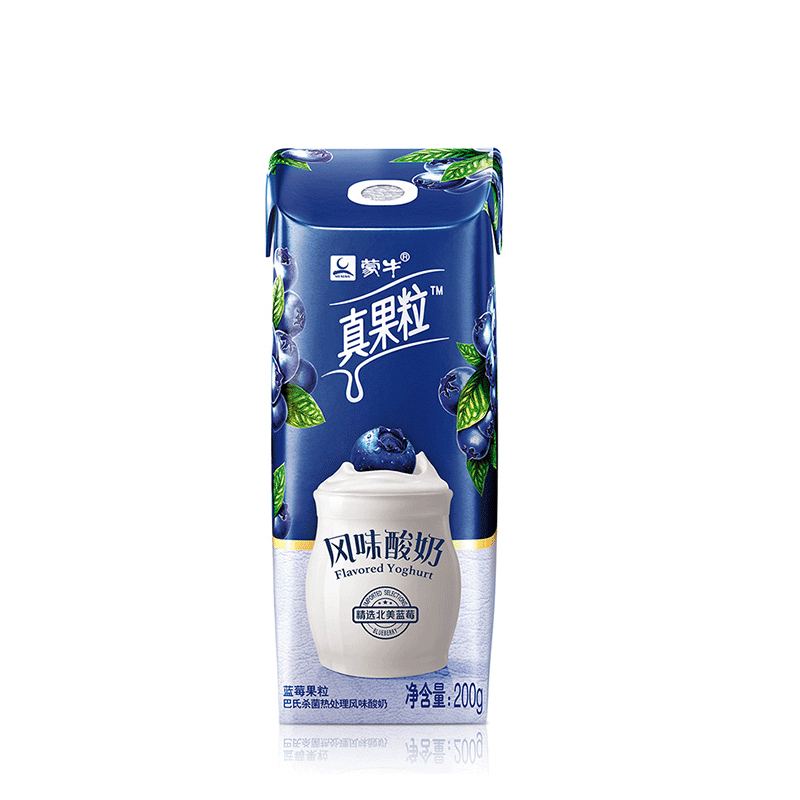 蒙牛 真果粒 蓝莓果粒风味酸奶康美笑脸包200g×12包