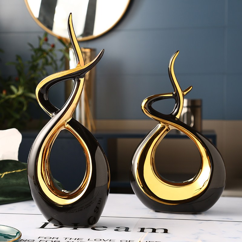 现代轻奢风格摆件创意家居饰品装饰玄关简约客厅酒柜工艺品小北欧鎏金