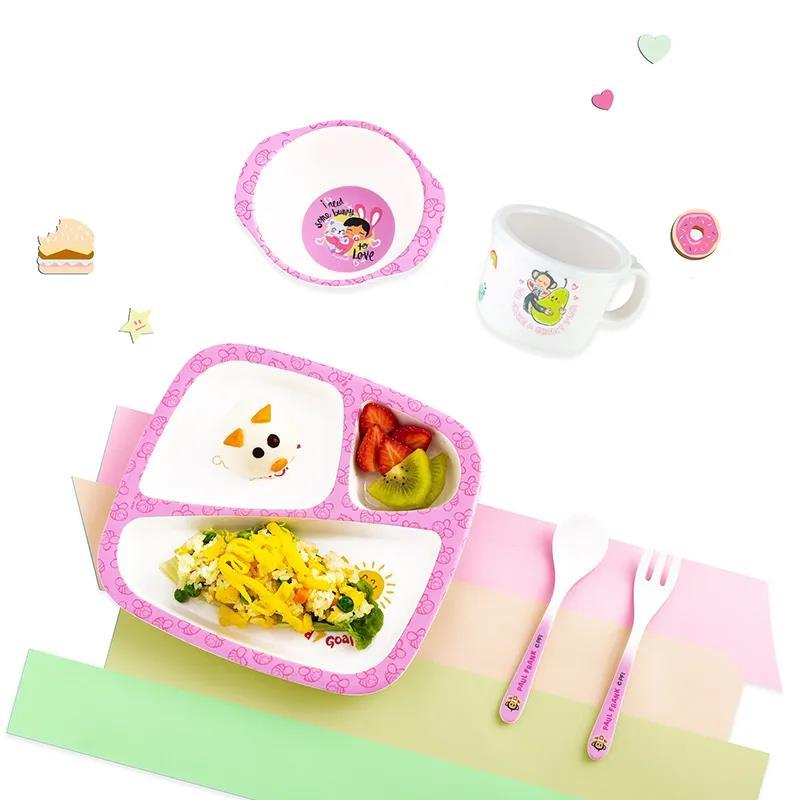 大嘴猴(paul frank)儿童餐具五件套PFC7005T 男孩女孩双色可选 芭比粉/天空蓝 卡通可爱餐盘 礼盒