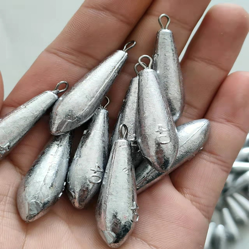 古达五斤大包装柳叶形水滴形带环铅坠串钩坠鱼坠抛竿铅陀海钓钓鱼坠