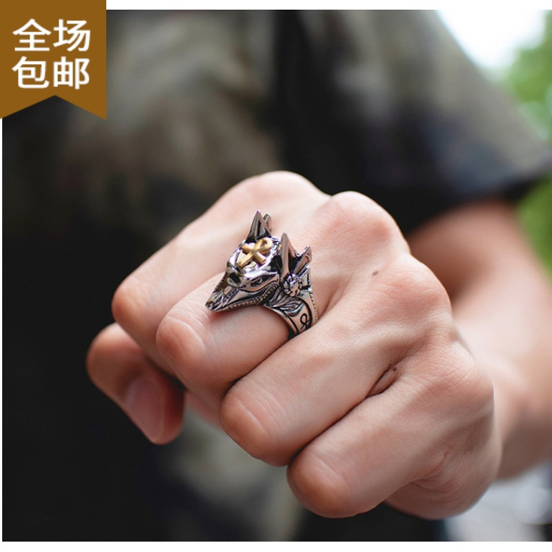 chunmi暗器男女自卫狼头阿努比死戒指指环户外用品装备情侣配饰品