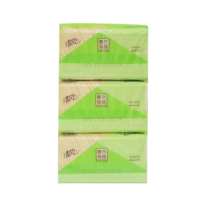 清风BR38SC2原木纯品2层200软包抽纸48包/箱 一箱装